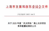關于2025年度“風光同場”海上光伏項目競爭配置結果的公示